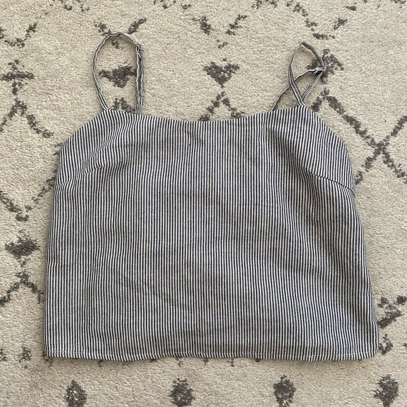 Brandy Melville Tops - grey white stripe tank top (brandy)